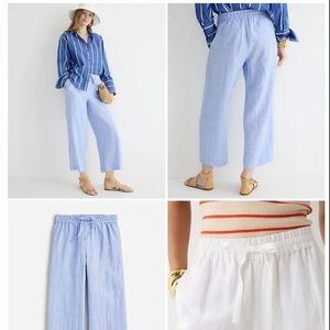J Crew Seaside Wide Leg Linen Pants in navy